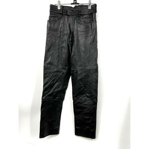 First Genuine‎ Leather Pants Womens Black Smooth Motorcycle Pants Size 28
